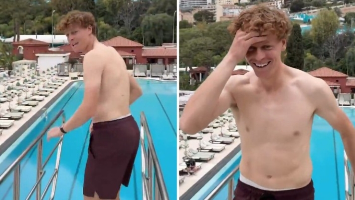 Tuffo dal trampolino per Sinner: Jannik festeggia così il trionfo a Montecarlo